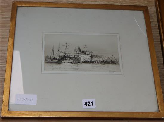 William Walcot, etching, Views to St. Marks, Venice, 12 x 20cm